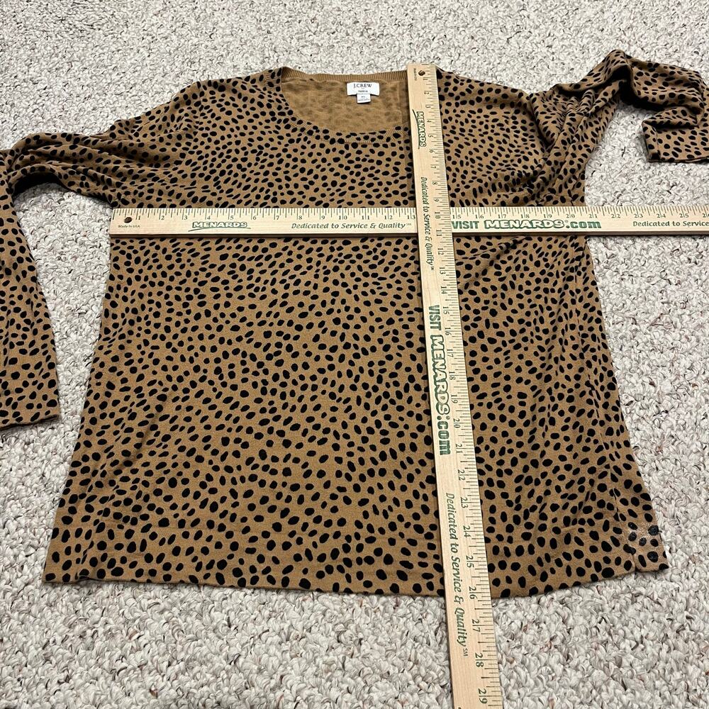 J Crew Cheetah Teddie Sweater XL Animal Print Cotton Preppy Classic Casual - Picture 3 of 6